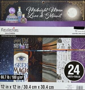 Recollections Halloween Midnight Moon 24 Sheet 12x12 Paper Pad Scrapbooking NWT